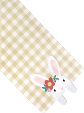 Table Runner Celebrate Easter Together Peeking Bunny Rabbit Check 13" x 36" NEW